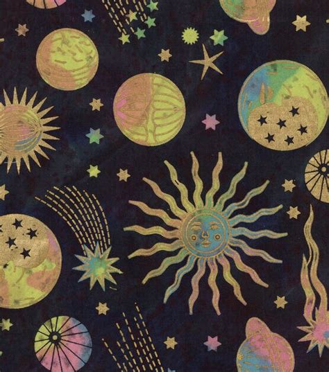 metallic batik fabric|Sun Moon Planet Multi Batik Metallic Cotton Fabric .